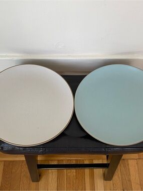 $116 Heath Ceramics Aqua Brown & Sand Coupe Dinner Plate 11'' Diameter(set of 2)
